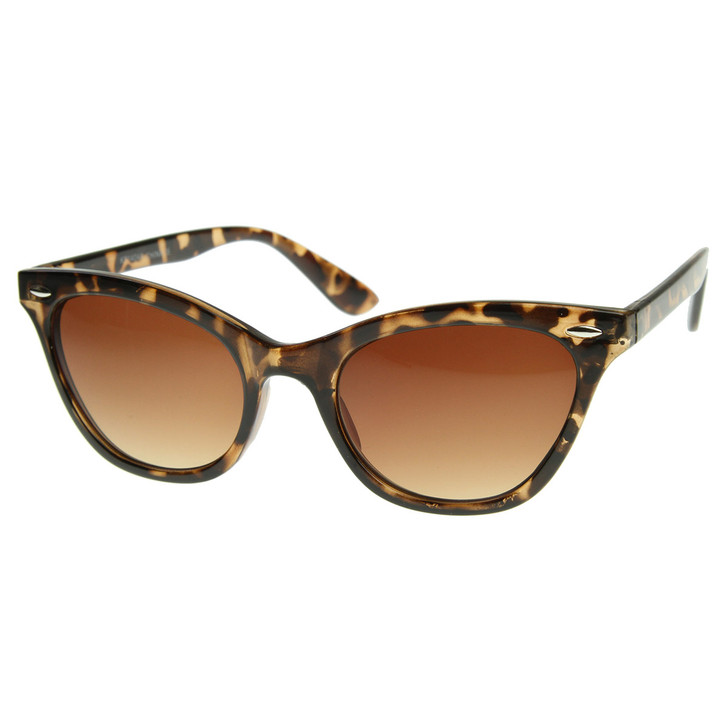 Small Pointed Rim Cat Eye Shaped Sunglasses with Rivets