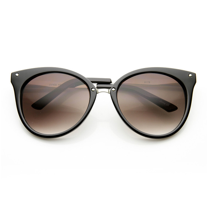 Medium Pointed Horn Rimmed Cat Eye Sunglasses with Studs