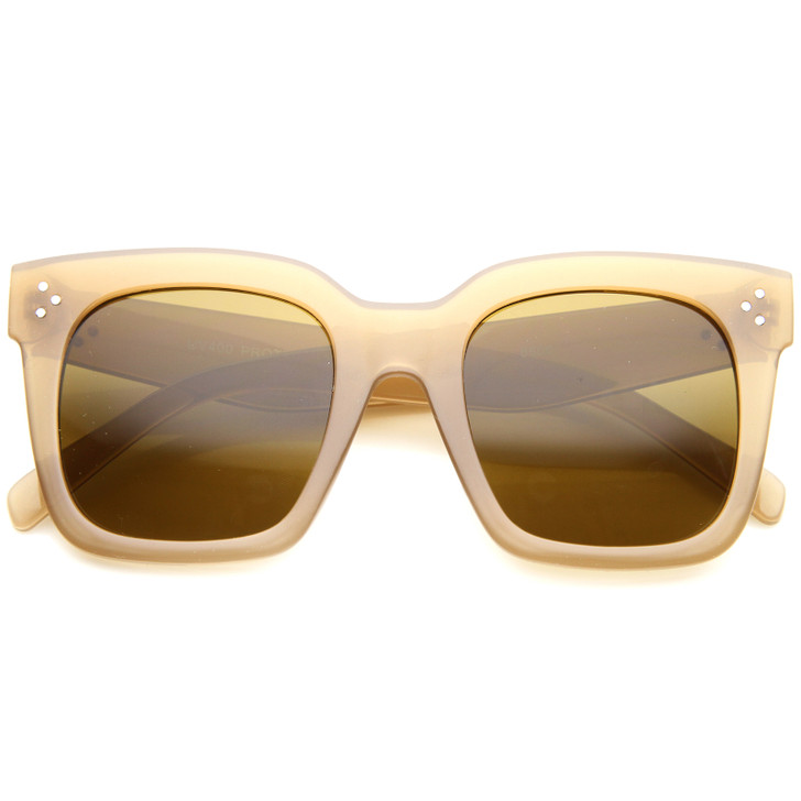 Bold Oversize Tinted Flat Lens Square Horn Rimmed Sunglasses 51mm