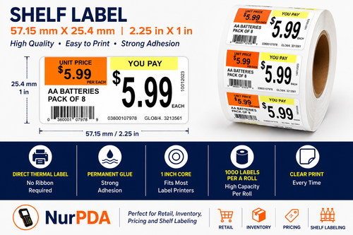 NurLabels™ Professional Shelf Labels #2 – 57.15 × 25.4 mm (10 Roll Pack)