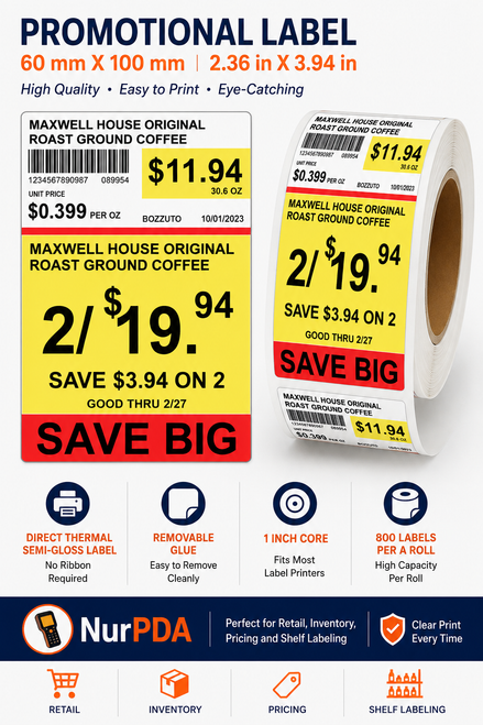 NurLabels™ Professional Promotional Labels – 60 × 100 mm (2 Roll Pack)