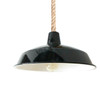 Black metal industrial lamp shade with rope lamp cord