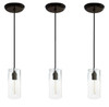 Three black hanging pendant lights - For over kitchen island 