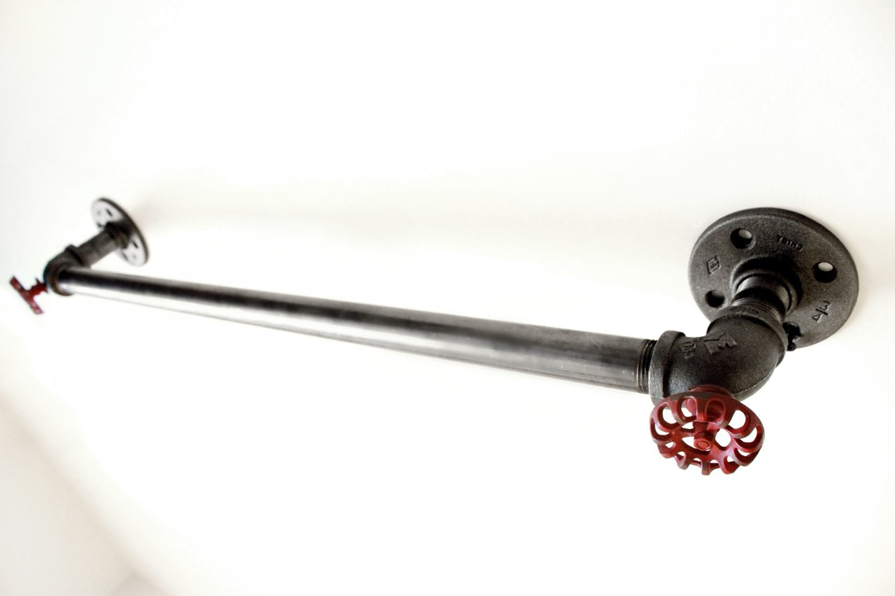 Industrial Bathroom Hardware Black pipe towel holding bar