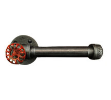 Black industrial pipe with red knob