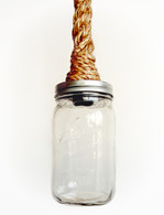  BLUE Mason Jar Rope Pendant - Hand wrapped in rope for pendent lighting, nautical rope light, Kistchen Bar Light jute twine rope, Rope swag hanging light