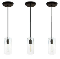 Three black hanging pendant lights - For over kitchen island  Three black hanging pendant lights - For over kitchen island