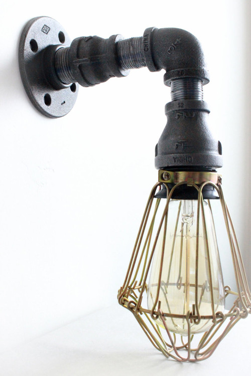 Industrial Lighting Wall Sconce W Brass Cages Steampunk Bathroom Vanity Light Bronze Light Fixture Loft Art Pipe Furniture Edison Haddock Industrial