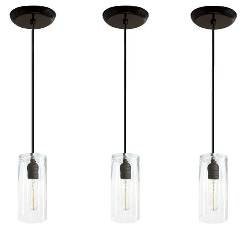 Set Of 3 Black Hanging Modern Industrial Pendant Lights Pipe Lighting Edison Bulbs Electric Light Fixture Steel Lighting