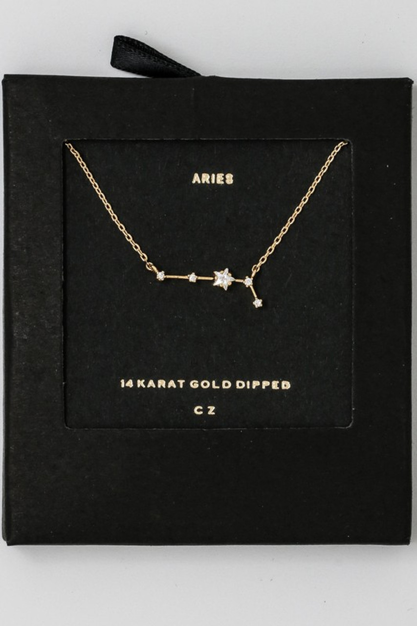 Aries Constellation Engraved Pendant | Gold, White Gold, Rose Gold or  Silver/Rhodium Plated | Length 16'', 18'', 20'' | Elysium Black Diamond -  Elysium Hope