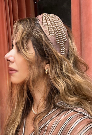 Nam Josh antique gold pearl headband 