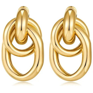 Gold knot drop earrings 