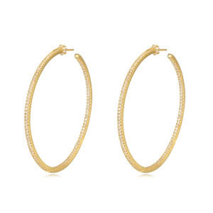  Crystal gold hoops