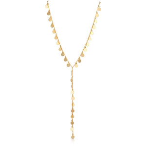 Gold coins lariat necklace