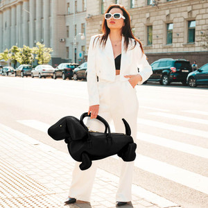 Dachshund  dog  vegan bag black