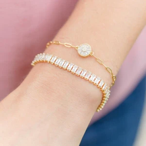 Gold plated crystal pulley bracelet 