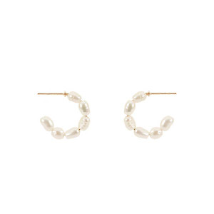 Mini Fresh Water Pearls Hoops Mini Fresh Water Pearls Hoops