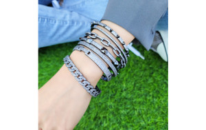 Studded Spiked Rhodium Black Bracelet Studded Spiked Rhodium Black Bracelet