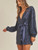 Navy blue sequined wrap dress