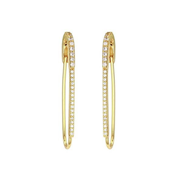 Safety pin crystal gold plated earrings