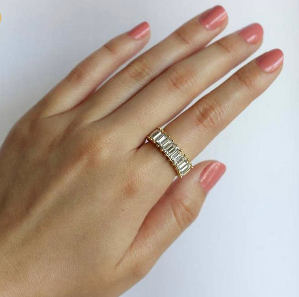 Crystal Baguette gold plated ring