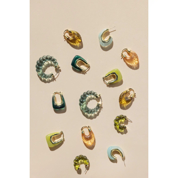 Caramel resin 18k gp earrings 