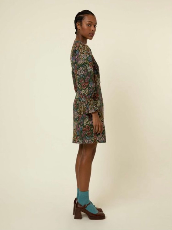 French brocade  Floral Dress