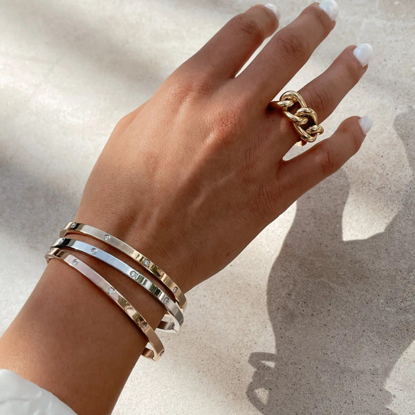 Gold plated chain chunky ring