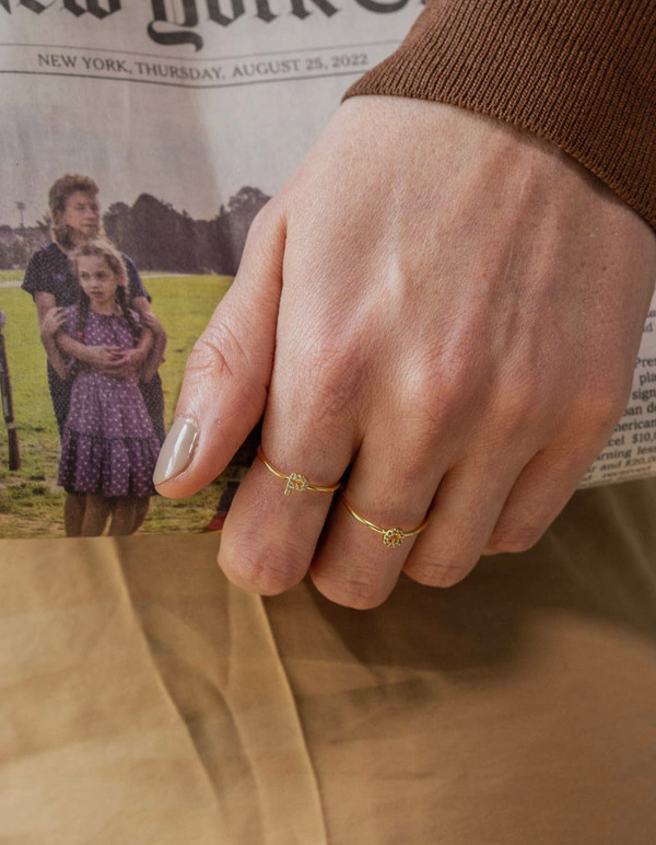 Crystal Initial 18 K GP ring