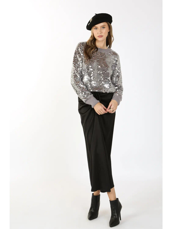 Black ruched maxi skirt