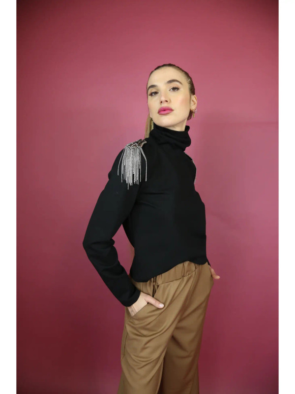 Italian jeweled turtleneck top