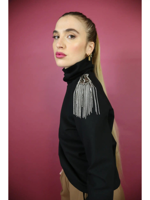 Italian jeweled turtleneck top