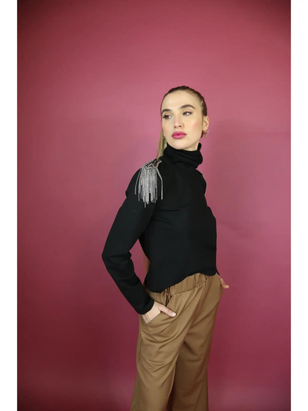 Italian jeweled turtleneck top