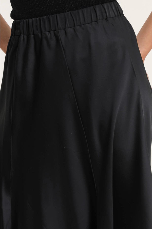Black satin maxi skirt