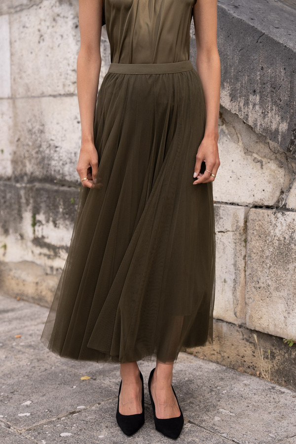 Aria Tulle Skirt Khaki