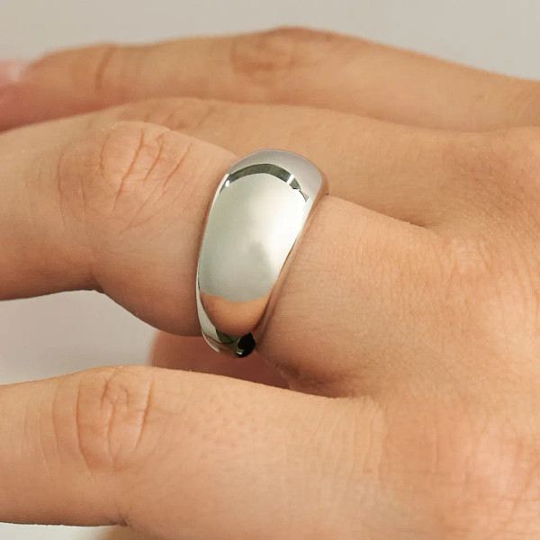 White rodiumstainless steel ring