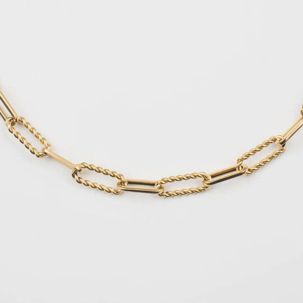 Twisted links 24K gold plated necklace 