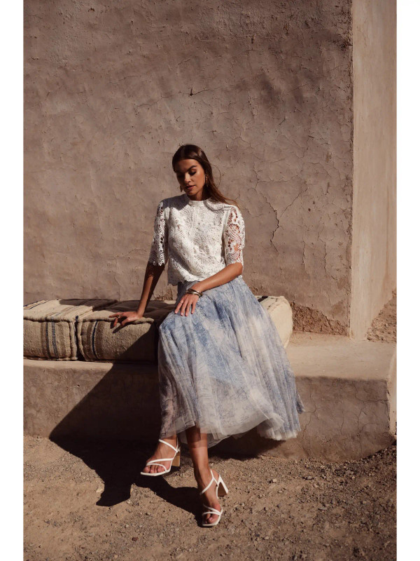 Parisian print tulle skirt