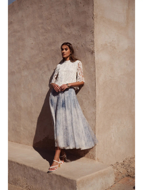 Parisian print tulle skirt