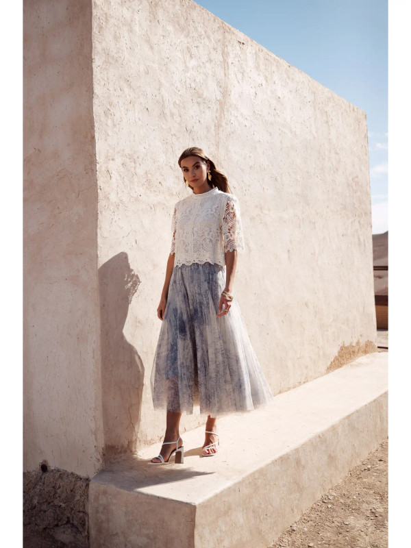 Parisian print tulle skirt