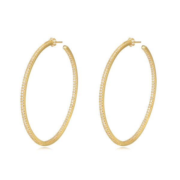  Crystal gold hoops