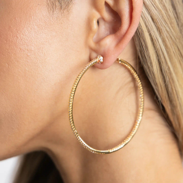  Crystal gold hoops