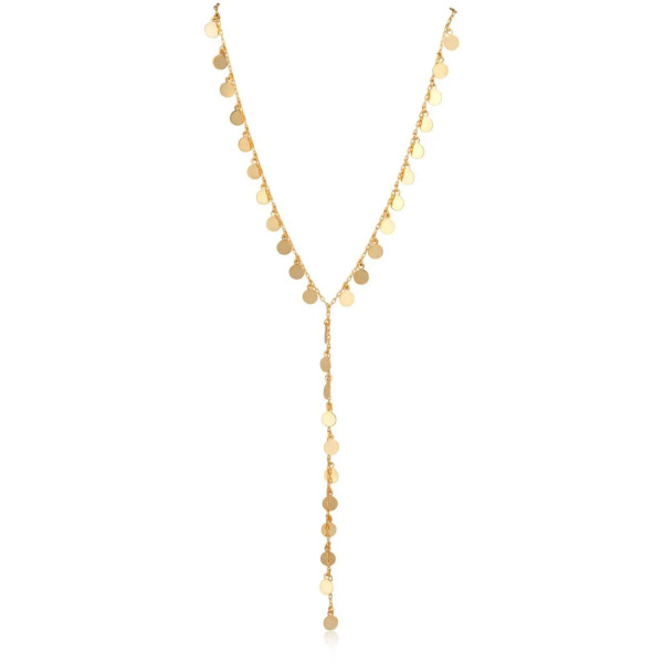Gold coins lariat necklace