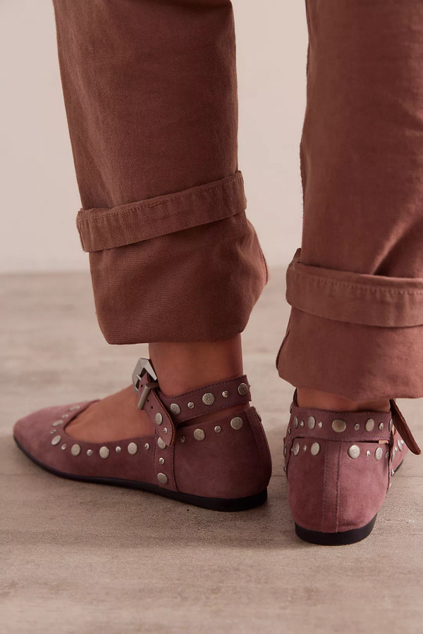 Free People suede rose studded flats 