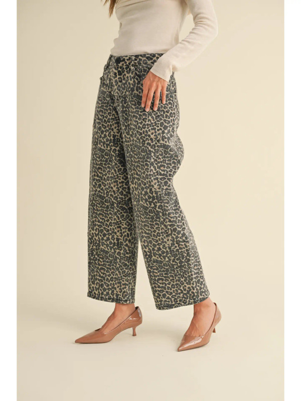 Jungle fever animal print barrel jeans
