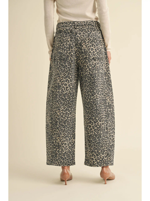 Jungle fever animal print barrel jeans