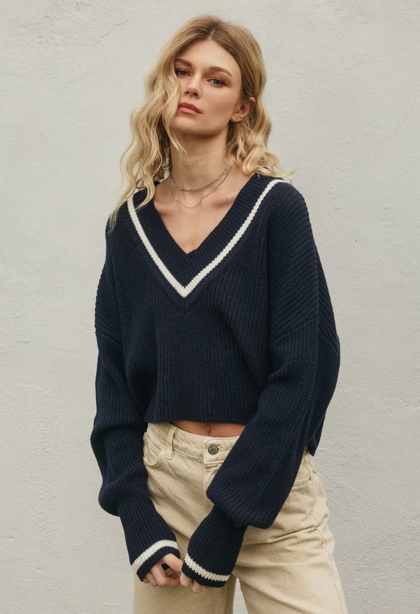 Transitions cotton sweater navy