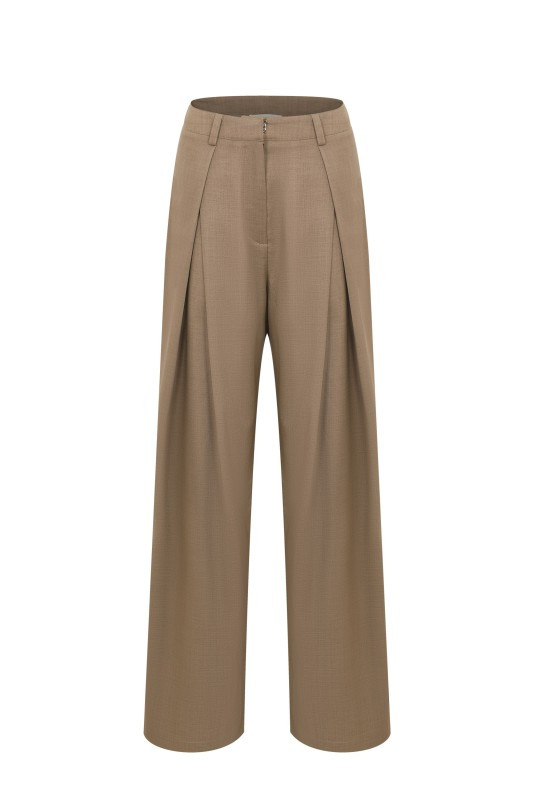 Caramel pleated pants