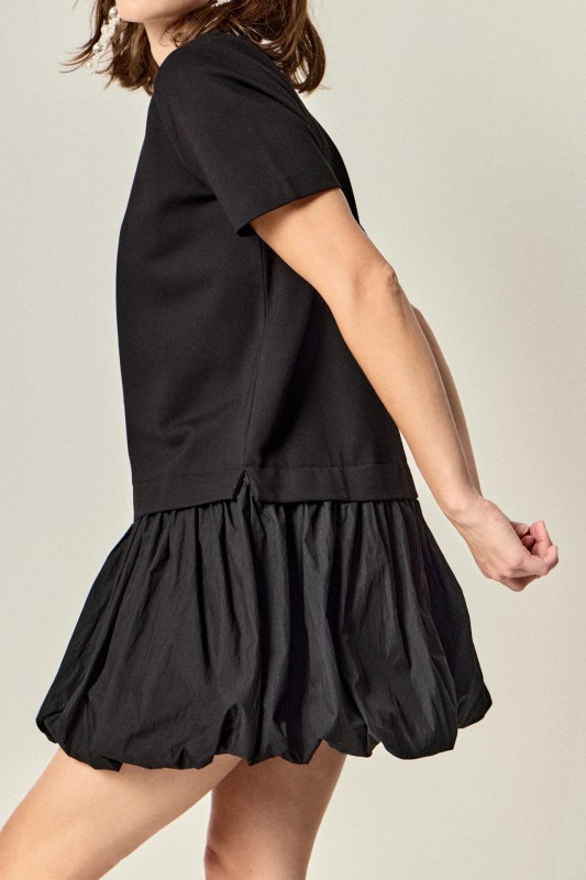 Mixed media sweater black cotton dress