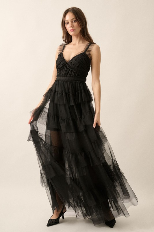 Black Ruffle maxi dress